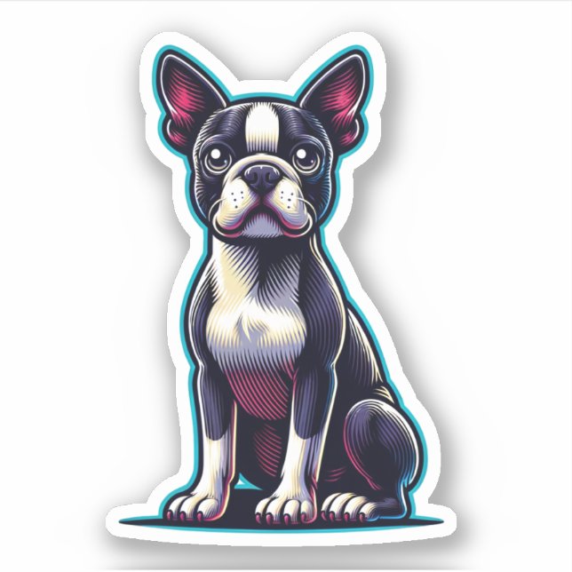 Boston Terrier Vinyl Sticker (Front)