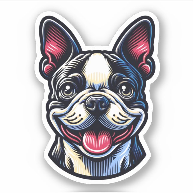 Boston Terrier Vinyl Sticker (Front)