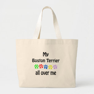 Boston Terrier Walks Design Large Tote Bag