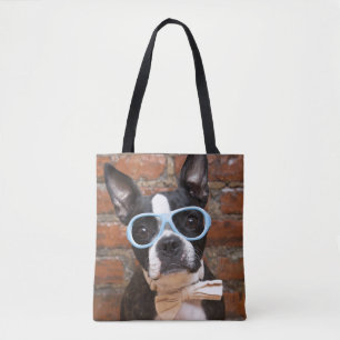 Boston Terrier Wearing Sunglasses And A Bow Tie Tote Bag