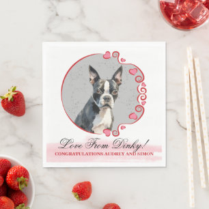 Boston Terrier Wedding Napkins With Dogs Photo