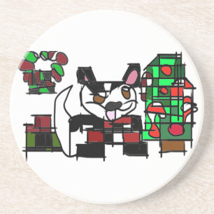 Boston terrier winter  coaster