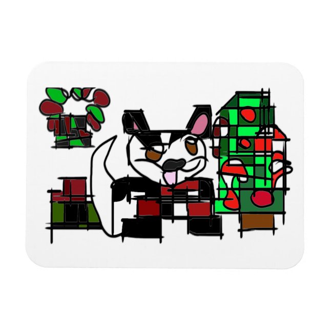 Boston terrier winter  magnet (Horizontal)