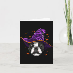 Boston Terrier Witch Funny Halloween Dog Lover Card