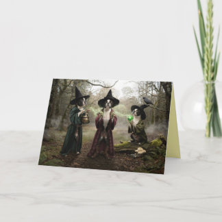 Boston Terrier Witch Halloween Card