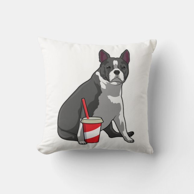 Boston Terrier with Drink Cushion (Front)