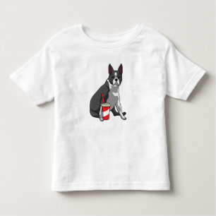 Boston Terrier with Drink Toddler T-Shirt