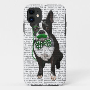 Boston Terrier With Green Moustache And Spotty iPhone 11 Case