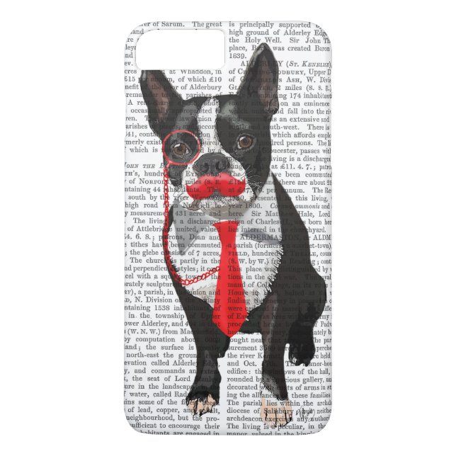 Boston Terrier With Red Tie and Moustache 2 Case-Mate iPhone Case (Back)