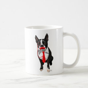 Boston Terrier With Red Tie and Moustache 2 Coffee Mug