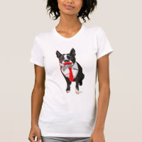 Boston Terrier With Red Tie and Moustache 2