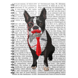 Boston Terrier With Red Tie and Mustache 2 Notebook