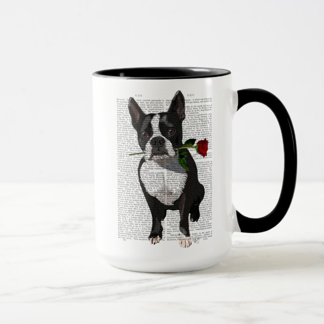 Boston Terrier with Rose in Mouth Mug (Right)