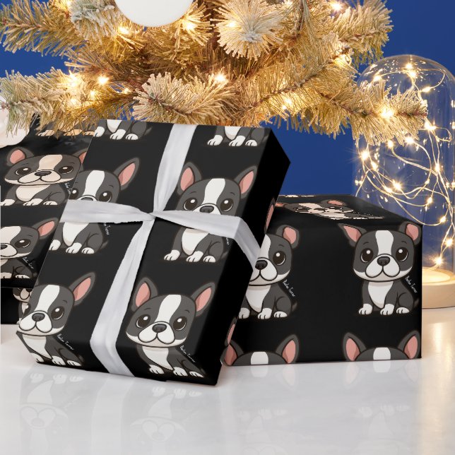 Boston Terrier Wrapping Paper (Holidays)