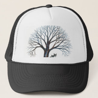 boston terriers and tree trucker hat