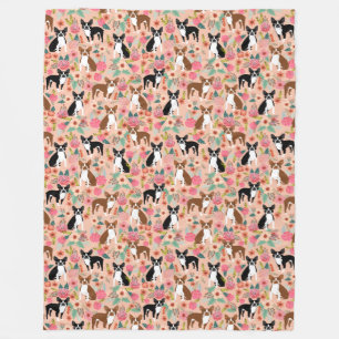 Boston Terriers blanket - florals design