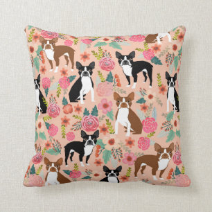 Boston Terriers cute florals pillow