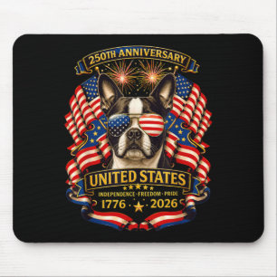 Boston Terriers Dog Usa Independence 1776 2026 Mouse Pad