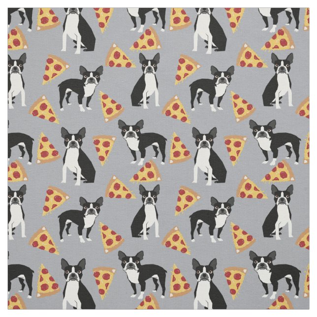 Boston Terriers Pizza fabric (Swatch)