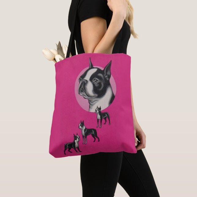 Boston terriers tote bag (Close Up)