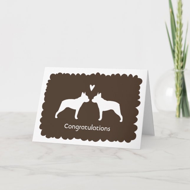Boston Terriers Wedding Congratulations Card (Front)