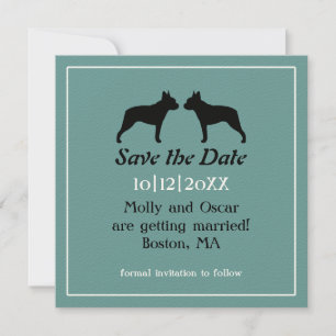 Boston Terriers Wedding Save the Date Invitation