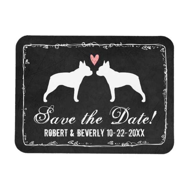 Boston Terriers Wedding Save the Date Magnet (Horizontal)