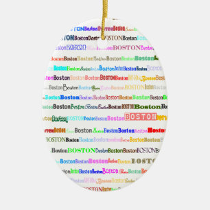 Boston Text Design II Oval Ornament