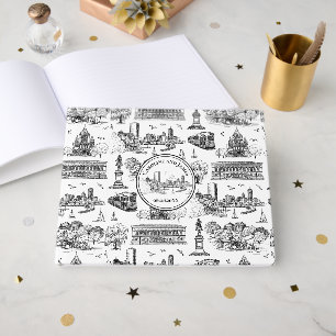 Boston Toile (Anniversary Ed.) Black/White Guest Book