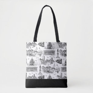Boston Toile (Anniversary Ed.) Black/White Tote Bag