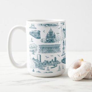 Boston Toile (Anniversary Ed.) Blue/White Coffee Mug