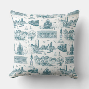 Boston Toile (Anniversary Ed.) Blue/White Cushion