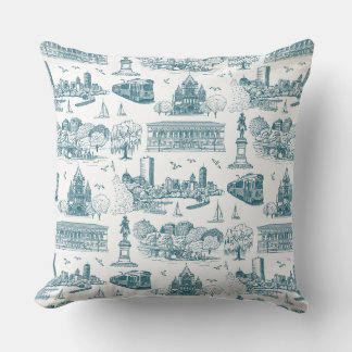 Boston Toile (Anniversary Ed.) Blue/White Cushion