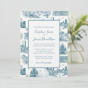 Boston Toile (Anniversary Ed.) Blue/White Invitation