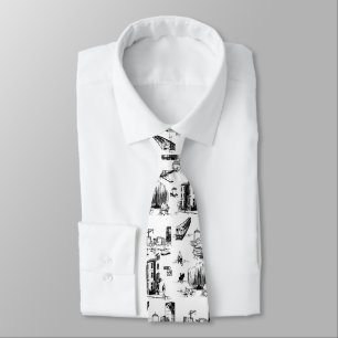 Boston Toile Black and White Neck Tie