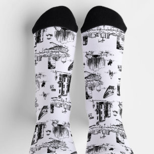 Boston Toile Black and White Socks