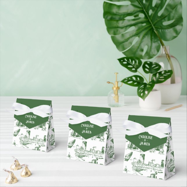 Boston Toile Forest Green Personalised Favour Box (Multiple)