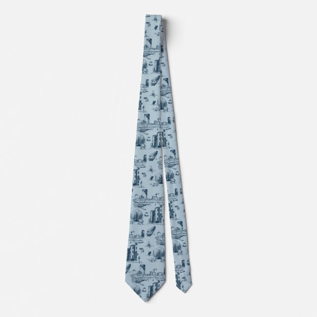 Boston Toile Navy and Blue Neck Tie (Front)