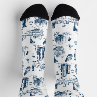Boston Toile Navy and White Socks