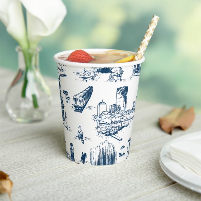 Boston Toile Navy Paper Cups (Insitu)
