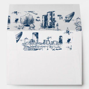 Boston Toile Navy Personalised Envelope
