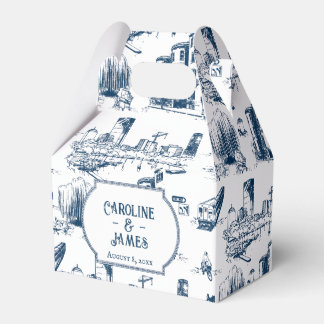 Boston Toile Navy Personalised Favour Box