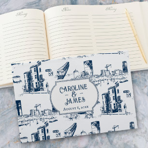 Boston Toile Navy Personalised Wedding Guest Book
