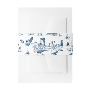 Boston Toile Navy Wedding Invitation Belly Band