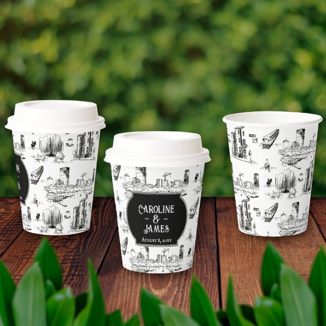 Boston Toile Personalised Wedding Paper Cup (Creator Uploaded)