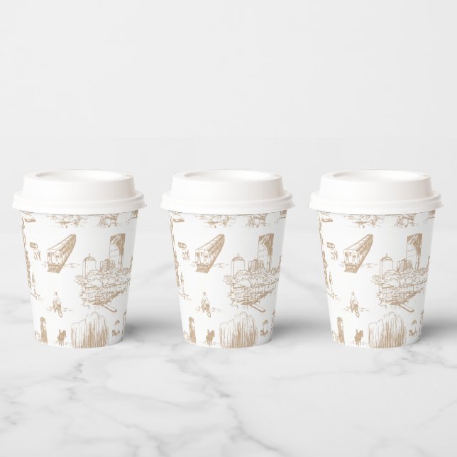 Boston Toile Red Paper Cups (Multi)