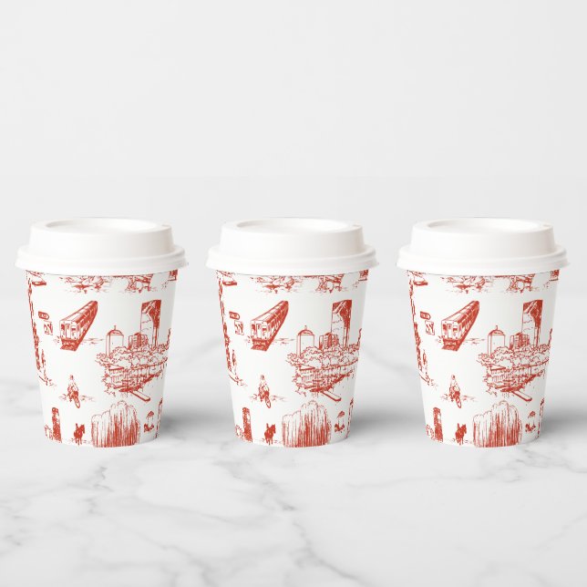 Boston Toile Red Paper Cups (Multi)