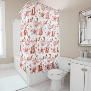 Boston Toile Red Shower Curtain
