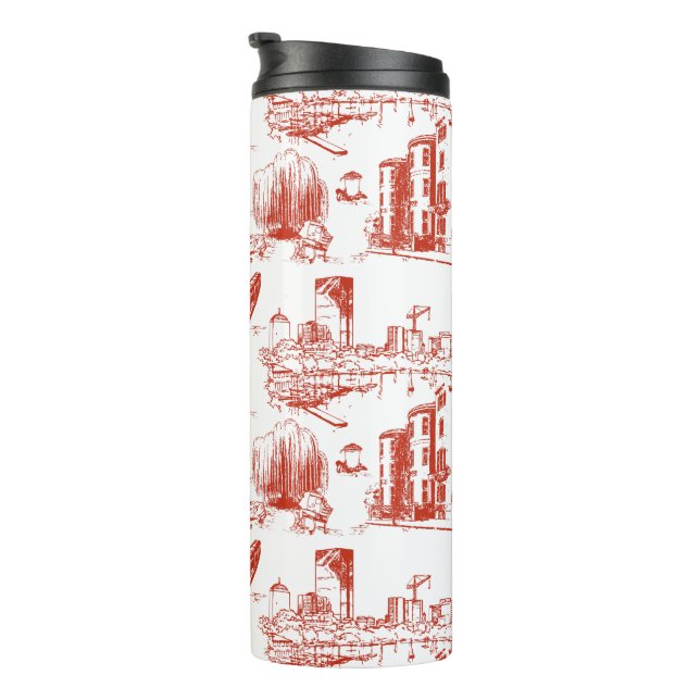 Boston Toile Red Thermal Tumbler (Rotated Right)