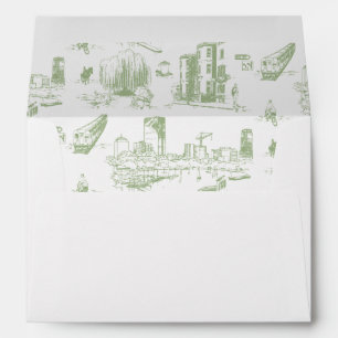 Boston Toile Sage Green Personalised Envelope